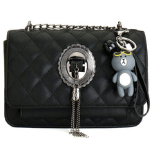 Load image into Gallery viewer, Women Fashion sewing thread Cross Lined Metal Long Chain Leather Bag