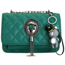 Load image into Gallery viewer, Women Fashion sewing thread Cross Lined Metal Long Chain Leather Bag
