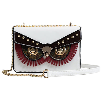 Trendy Owl Pattern Women Box Bag with chain
