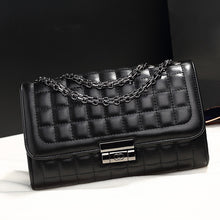 Load image into Gallery viewer, Fashion PU Leather Solid Checks Pattern Double Chain Women Clutch