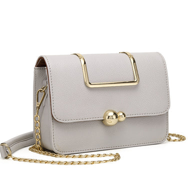 Women Vintage magnetic snap metal frame Crossbody Bag with Gold chain