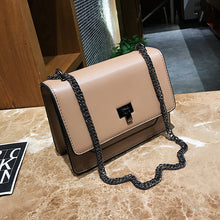 Load image into Gallery viewer, Smooth Synthetic Leather Crossbody Box Bag with Metal chain
