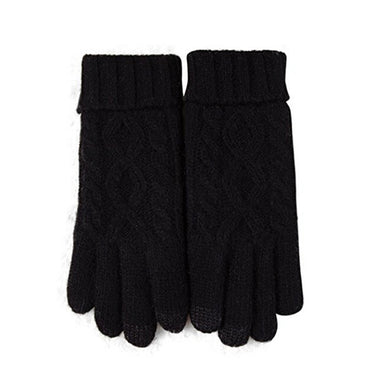 Winter Warm Short Wool Knit Thick Womens Gloves