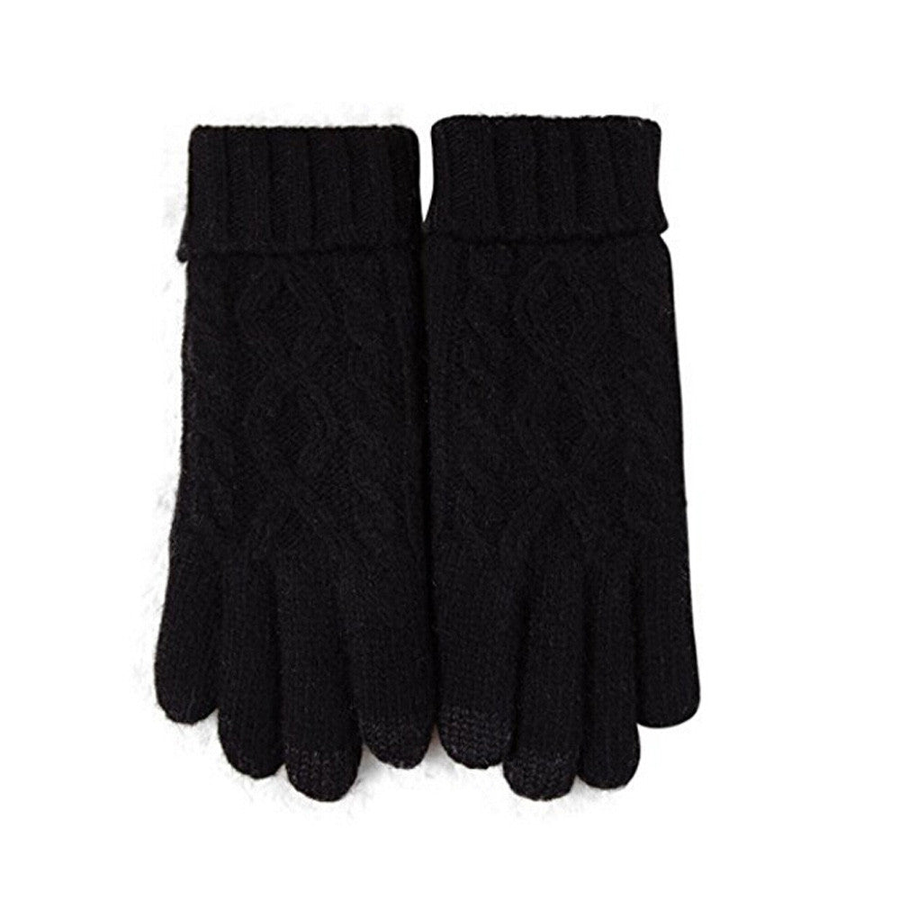 Winter Warm Short Wool Knit Thick Womens Gloves