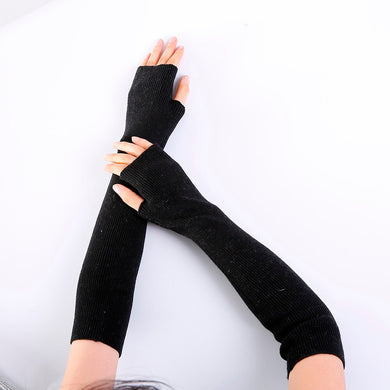 High quality Wool Knitted Long Fingerless Women Gloves
