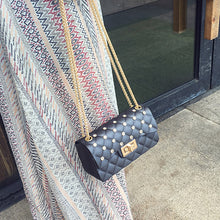 Load image into Gallery viewer, One Shoulder Argyle Pattern dull polish rhinestone Beaded Women Crossbody Bag