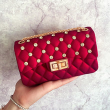 Load image into Gallery viewer, One Shoulder Argyle Pattern dull polish rhinestone Beaded Women Crossbody Bag