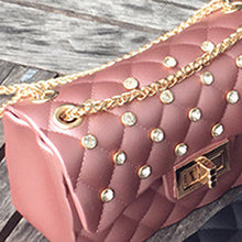 Load image into Gallery viewer, One Shoulder Argyle Pattern dull polish rhinestone Beaded Women Crossbody Bag