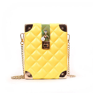 Argyle Leather Zinc Square Bag interlocking Crossbody Bag with chain