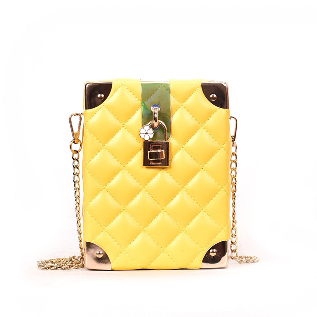 Argyle Leather Zinc Square Bag interlocking Crossbody Bag with chain