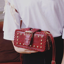 Load image into Gallery viewer, Mini Rectangle Leather Box Bag Gold studded Decor Women Crossbody Bag