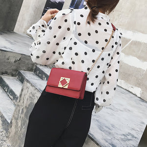 PU Leather durable soft One Shoulder interlocking Chain Bag