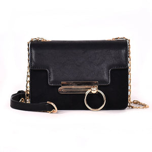 Fashion Synthetic Leather Solid surface Step Design Women Bag with hanging Chain