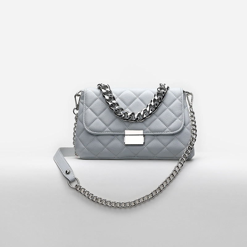 Women Pure Leather Quilted Bag with Handle Chain and Crossbody Bag