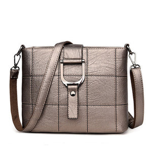 Elegant Design Sewing thread Squares Leather Crossbody Bag