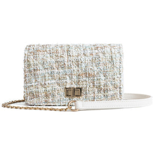 Woolen Bag with Buckle Small Square Crossbody Bag with chain