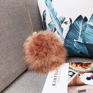 Round Fur Clutch with chain Crossbody Bag for Women