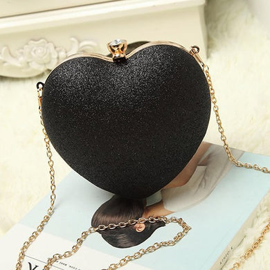Elegant heart shaped Shining rhinestone nightclub Crossbody Bag for Women