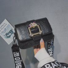 Load image into Gallery viewer, Cotton and Leather Women Box Bag Buckle Strap Crossbody Bag
