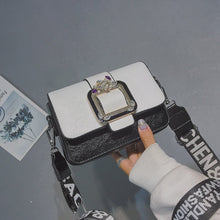 Load image into Gallery viewer, Cotton and Leather Women Box Bag Buckle Strap Crossbody Bag