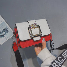 Load image into Gallery viewer, Cotton and Leather Women Box Bag Buckle Strap Crossbody Bag