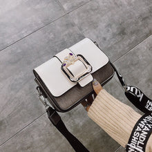 Load image into Gallery viewer, Cotton and Leather Women Box Bag Buckle Strap Crossbody Bag