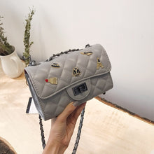 Load image into Gallery viewer, Fashion Argyle sewing thread Beaded double chain Party Women Crossbody Bag