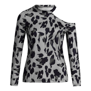 Stylish One Shoulder Cut Leopard print Sexy Women shirt