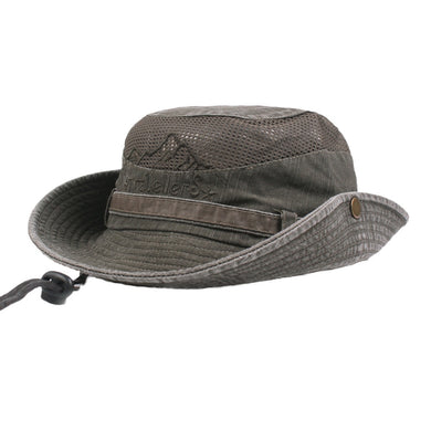 Unisex Cotton Embroidery Casual Mesh Bucket Hat