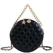 Load image into Gallery viewer, Women Leather Argyle Round Pattern sewing thread Round Box Chain Bag