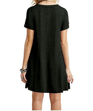 Load image into Gallery viewer, MOLERANI Women&#39;s Casual Plain Simple T-Shirt Loose Dress Black XS at Amazon Womenâs Clothing store: