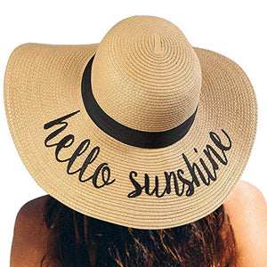 Womens Straw Hat Wide Brim Floppy Beach Cap Adjustable Sun Hat for Women UPF 50+ (Bowknot&Beige) at Amazon Womenâs Clothing store:
