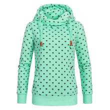 Load image into Gallery viewer, Women Sweet Polyester Full Sleeve Regular Length Polka Dot Pullover Hooded sweatshirt