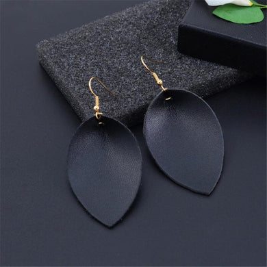 Fashion Leaf Leather Earrings Trendy Jewelry Casual Elegance Zinc Alloy metal Earrings