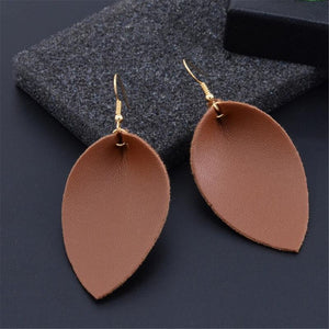 Fashion Leaf Leather Earrings Trendy Jewelry Casual Elegance Zinc Alloy metal Earrings