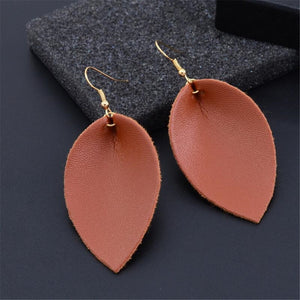 Fashion Leaf Leather Earrings Trendy Jewelry Casual Elegance Zinc Alloy metal Earrings