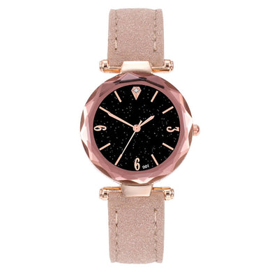 Leather Casual Fashion Watch high quality Analog Quartz Starry Sky women Wristwatch