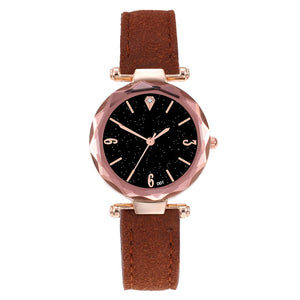 Leather Casual Fashion Watch high quality Analog Quartz Starry Sky women Wristwatch