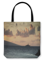 Load image into Gallery viewer, Tote Bag, Us Navy Ship At Sunset