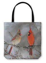 Load image into Gallery viewer, Tote Bag, Cardinals In Snow