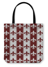 Load image into Gallery viewer, Tote Bag, White And Red Fleur De Lis D Fabric