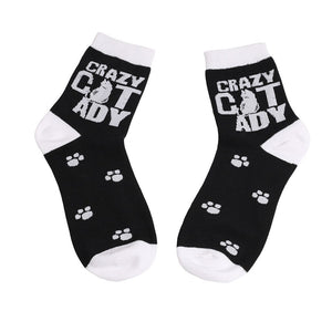 Fashion Cat Paw Print Letter Print Unisex Funny Socks