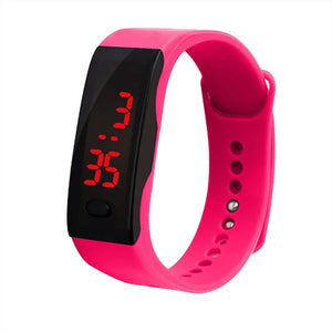 Digital Acrylic Buckle Silicone Water Resistance Sports Watch