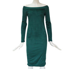 Load image into Gallery viewer, Women Long Sleeve sexy Bodycon off shoulder above Knee Dress
