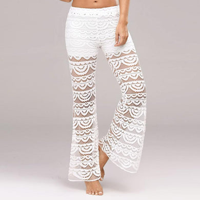 Women Flare Lace stitching trousers