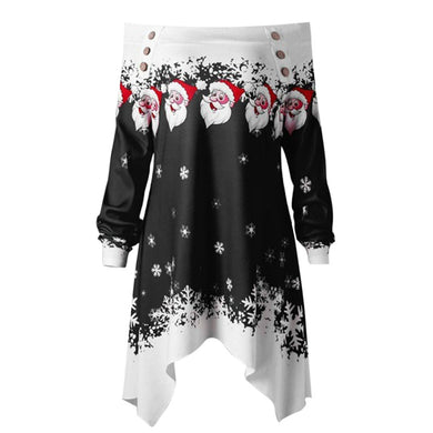 Christmas Print Loose Fashion Tee Santa Fashion Ladies T-shirt