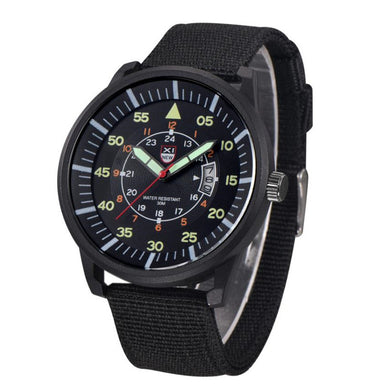 Mens Fashion Casual Quartz Stainless Steel Buckle Water Resistance Glass Nylon Band Wristwatches