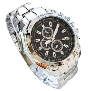 Men Fashion Casual Quartz Alloy Case Pin Buckle Clasp Round Shape Analog Wristwatches