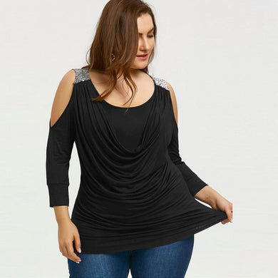 Sexy Babydoll Tunic Cold Shoulder Long sleeve Women Top