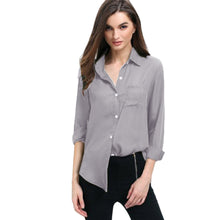 Load image into Gallery viewer, Women Full Sleeves Solid Pocket Formal and Casual Shirt